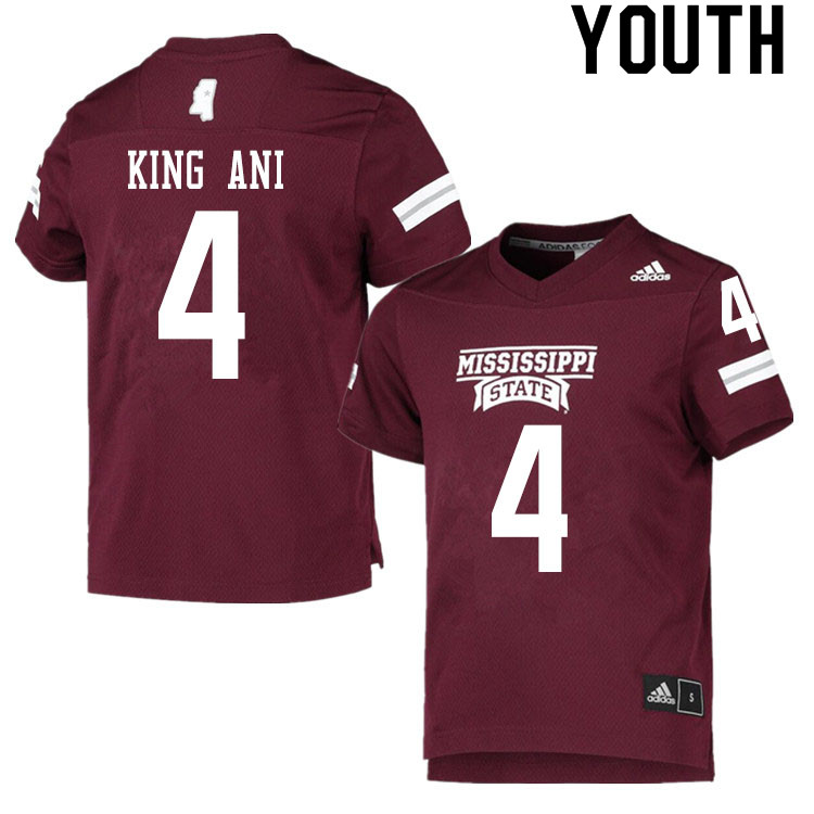 Youth #4 Izuchukwu King Ani Mississippi State Bulldogs College Football Jerseys Sale-Maroon